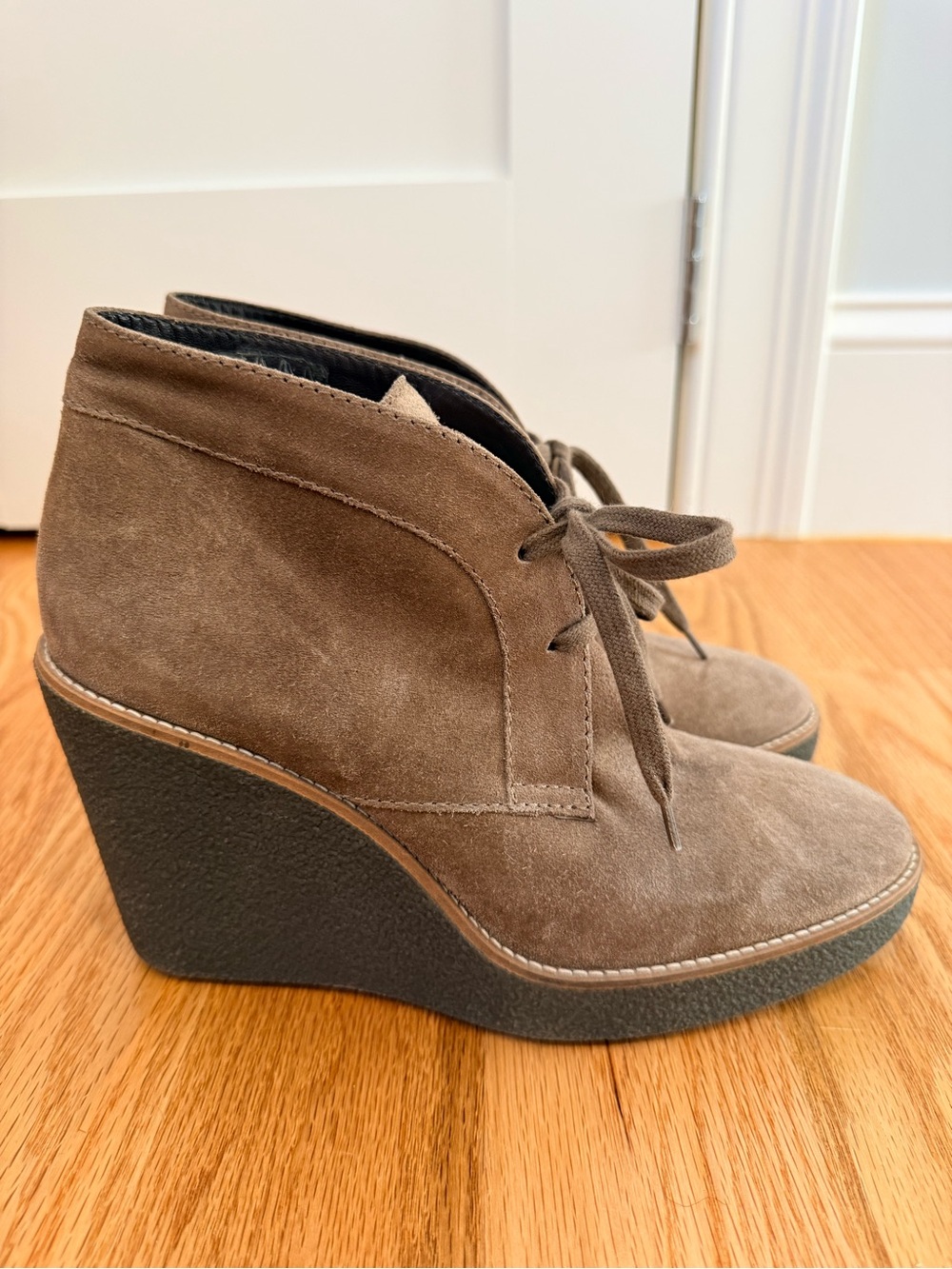 Aquatalia Vianna Wedge Suede Lace-Up Ankle Boots